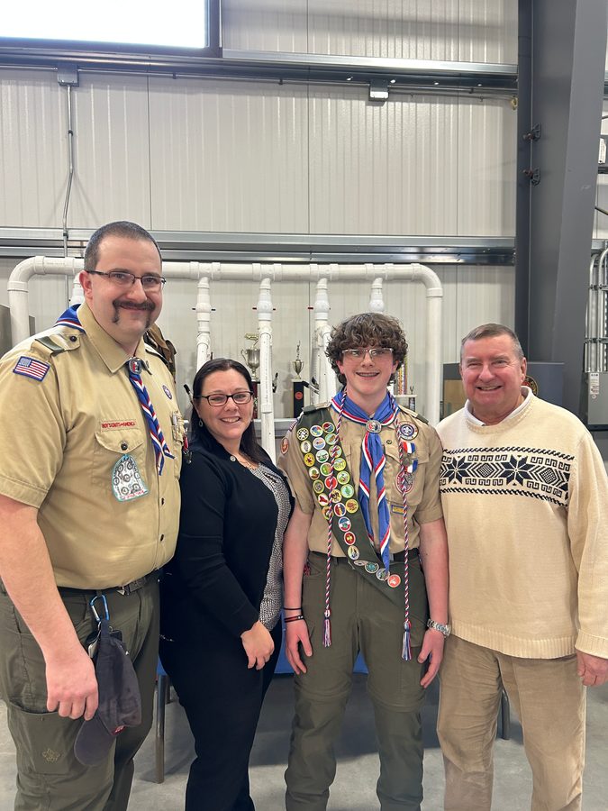 Senator Kissel with a scouting family in uniform